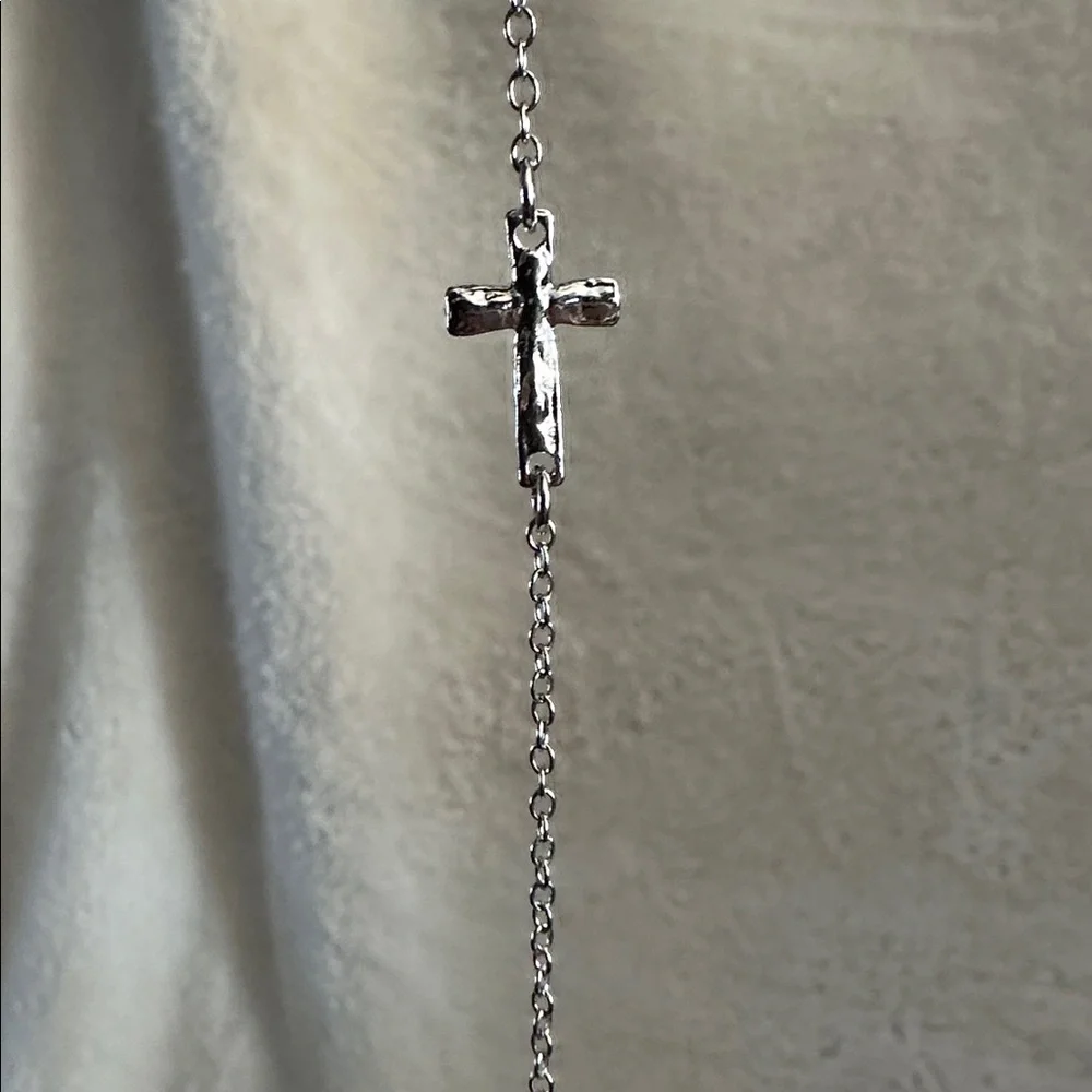 Cross Bracelet Double Sided Silver Tone Bracelet Faith Religious Gifts NWT